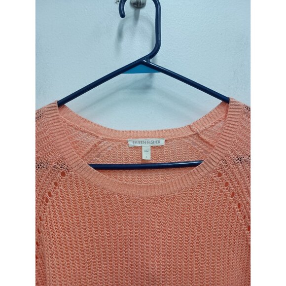 Eileen Fisher Womens Linen Sweater Small Peach Quite Luxury Timeless Minimalist - Picture 2 of 8